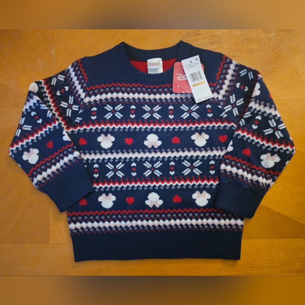 Girls Disney Minnie Mouse Christmas Sweater Navy Blue 4T NWT